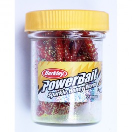 Berkley Powerbait Sparkle Honey Worm Red/Scales - 55Stk. - Futterimitate